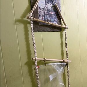 Macrame Hanging Organizer with Wooden Beads
